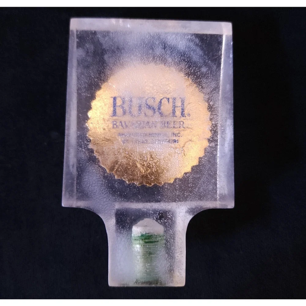 Vintage Busch Bavarian Draft Beer Frosted Acrylic Home Bar Tap Square Handle